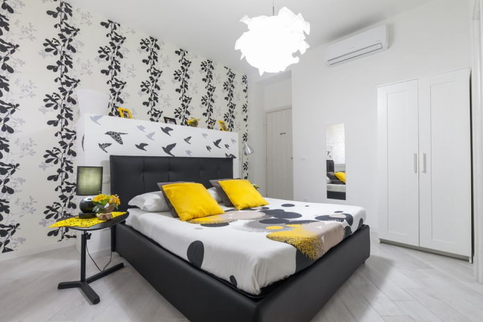 Décoration d'intérieur de chambre en noir et blanc