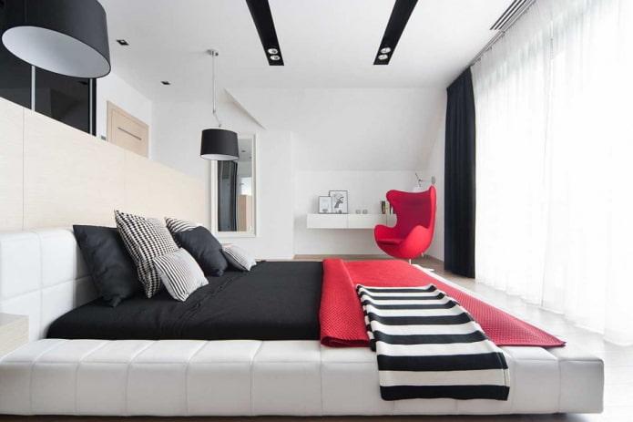 Décoration d'intérieur de chambre en noir et blanc