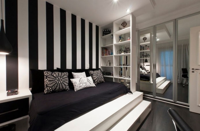 Tonalités de décoration d'intérieur de chambre en noir et blanc