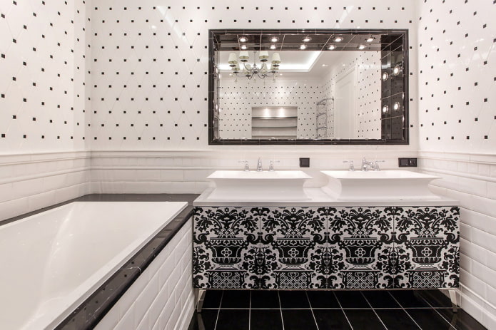 salle de bains noir et blanc