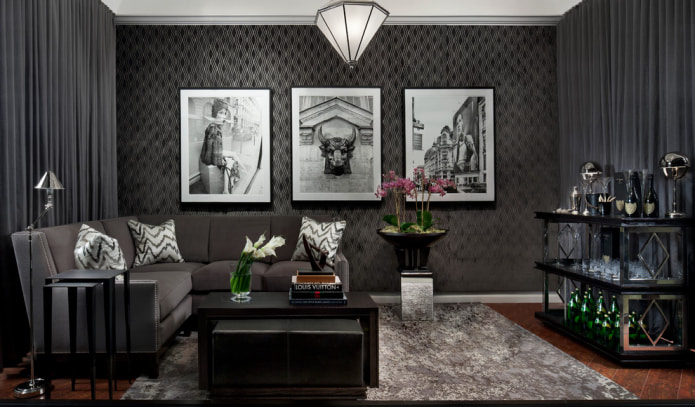 Mur noir avec un petit motif géométrique