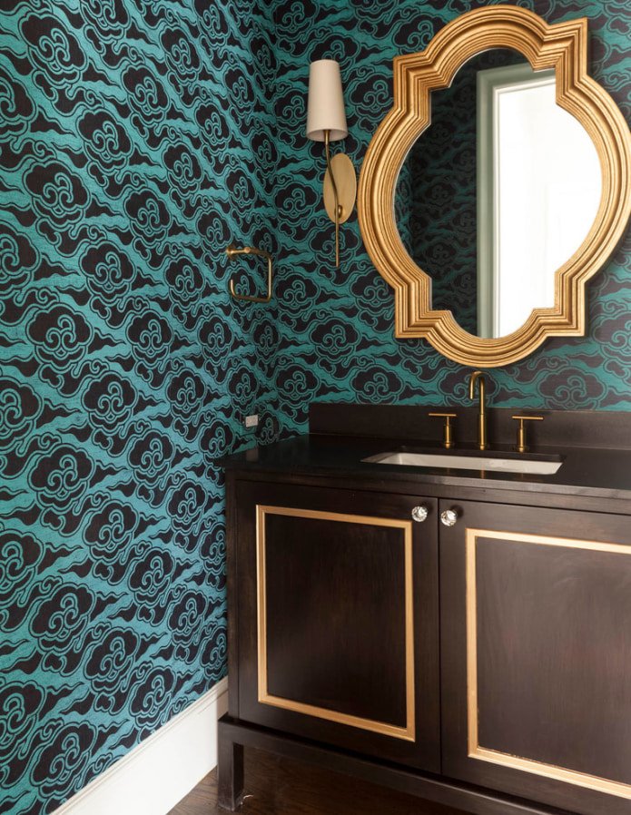 Papier peint noir et turquoise