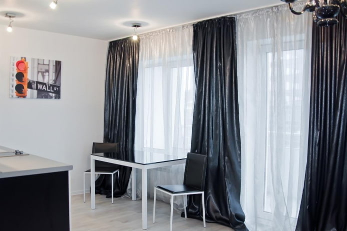 black satin curtains