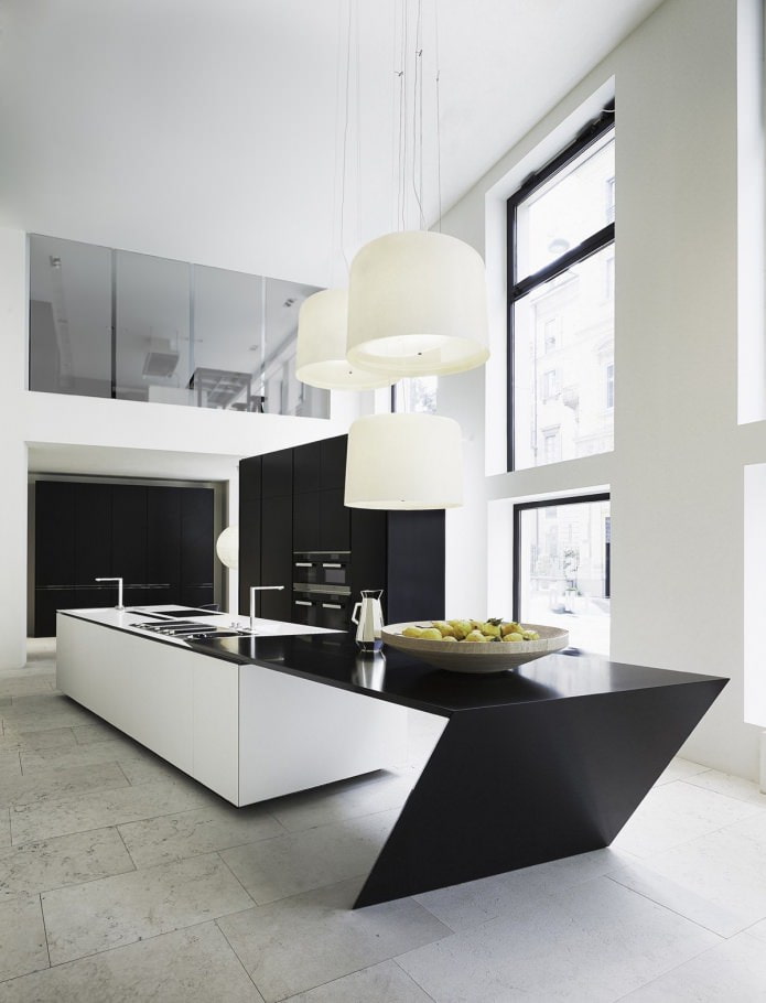 ensemble noir moderne dans l'intérieur de la cuisine