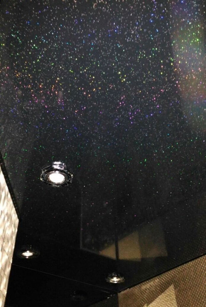 Tissu extensible noir avec paillettes