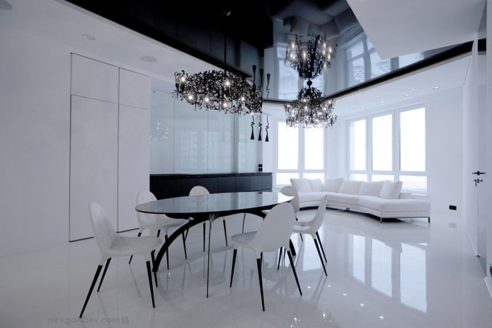 Plafond tendu noir de style minimaliste