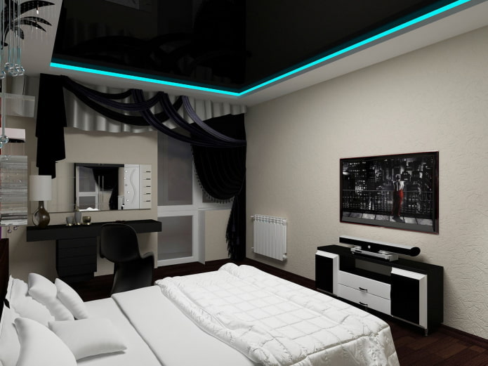 plafond tendu noir avec rétroéclairage