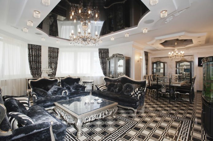 sol noir et blanc de style classique