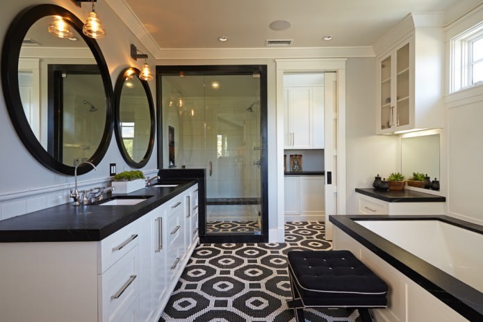 carrelage avec Motif dans la salle de bain