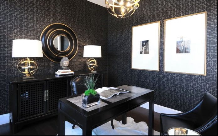 Papier peint noir dans le bureau