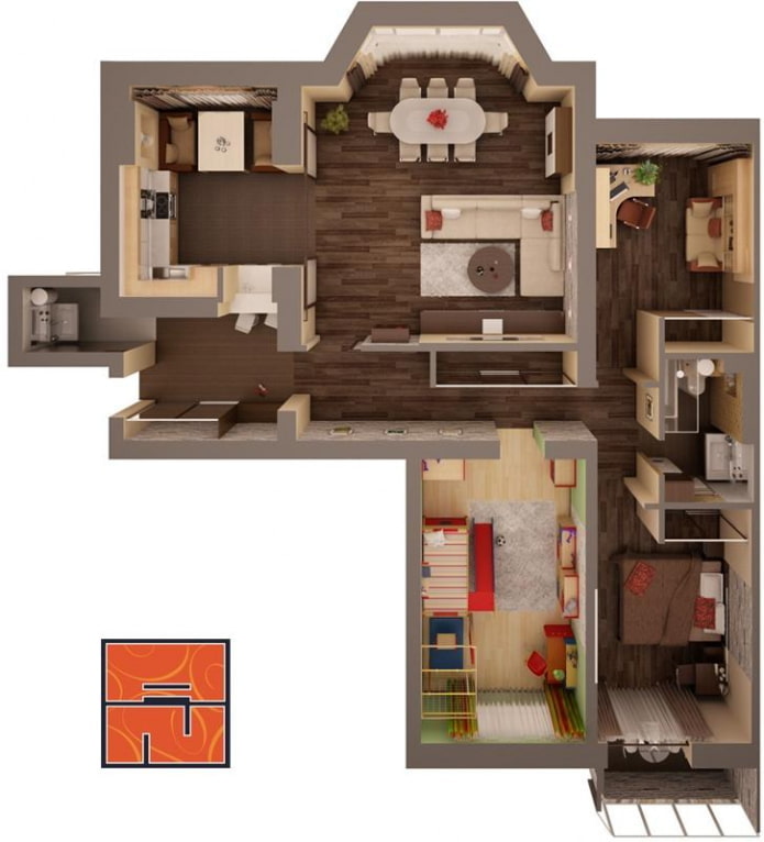 Plan d'un appartement de 4 pièces