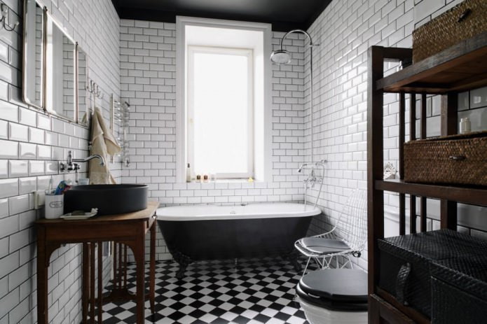 carrelage en brique blanche dans l'intérieur de la salle de bain