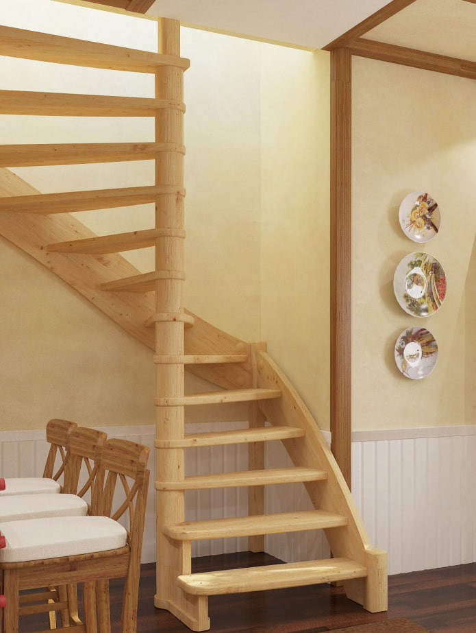 Escalier en bois rotatif