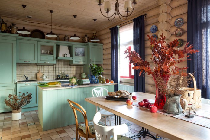 intérieur de cuisine de datcha