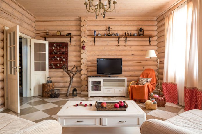 intérieur de maison en rondins
