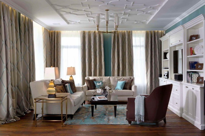 moulures de plafond dans le salon