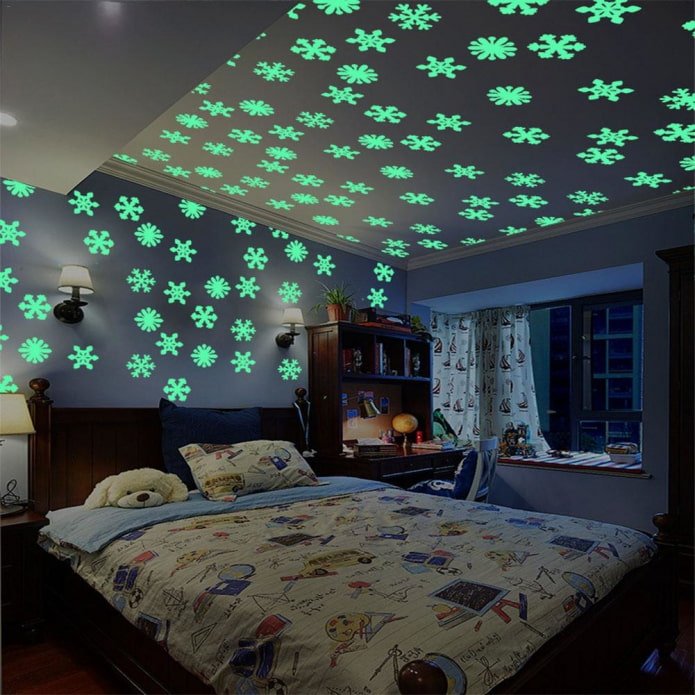 Autocollants phosphorescents lumineux au plafond