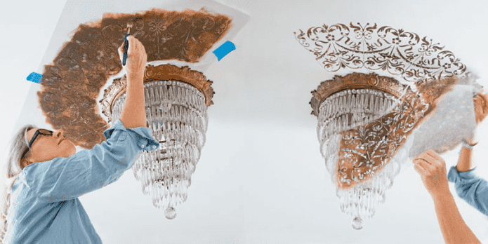 Décor de plafond avec un pochoir