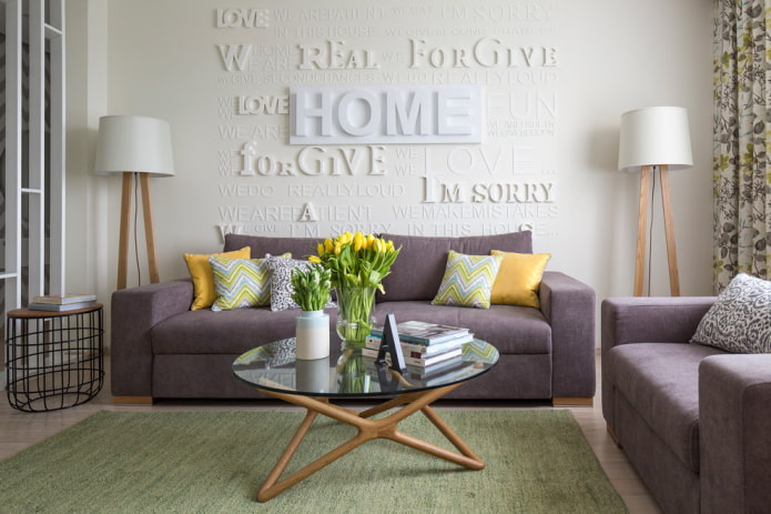 Lettres murales dans le salon