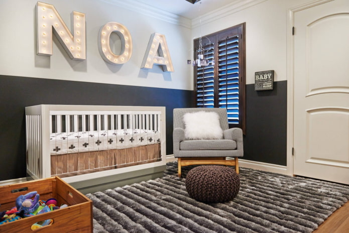 Lettres murales dans une chambre d'enfant