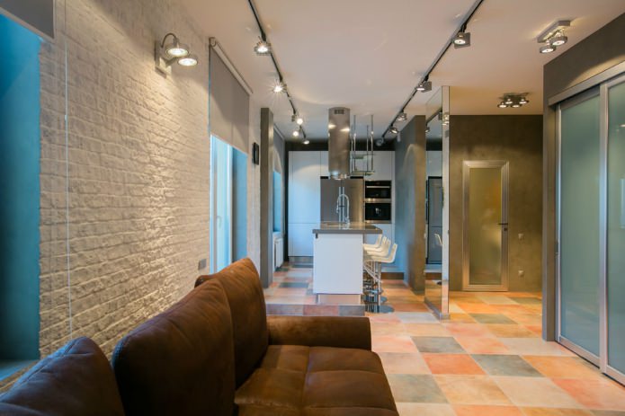 Papier peint brique blanche dans un salon