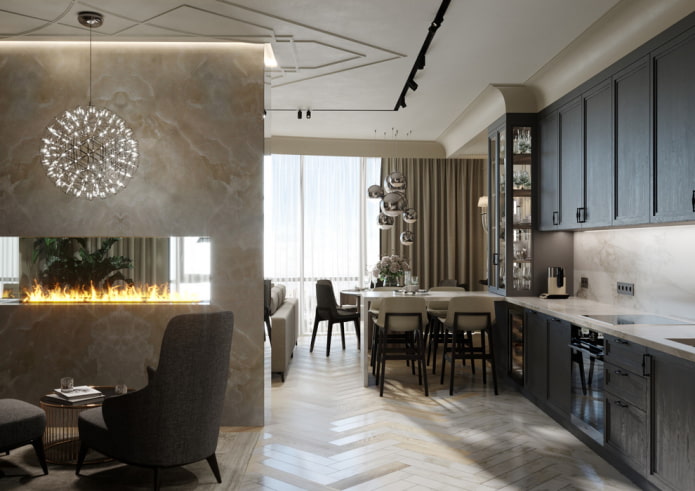 cloison avec une cheminée à l'intérieur