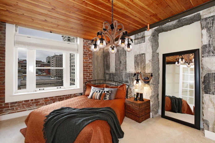 plafond en bois de style loft