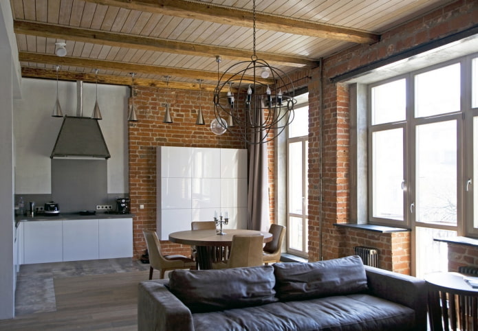 Plafond en bois de style loft