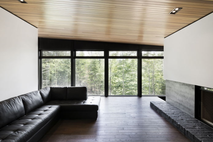 conception de plafond en bois à un seul niveau
