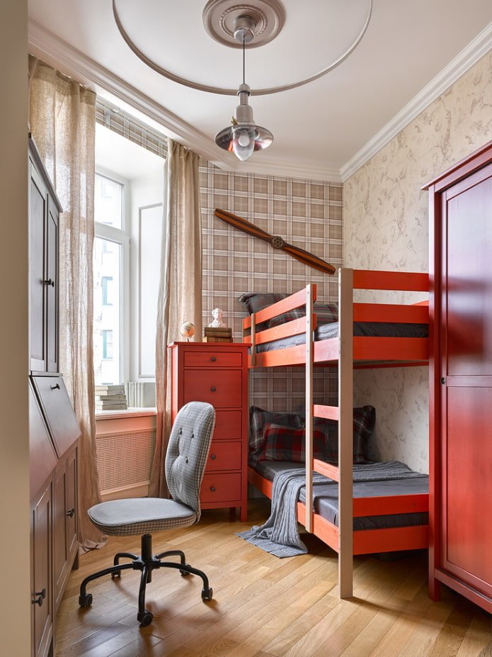 zonage d'une chambre d'enfant pour deux garçons