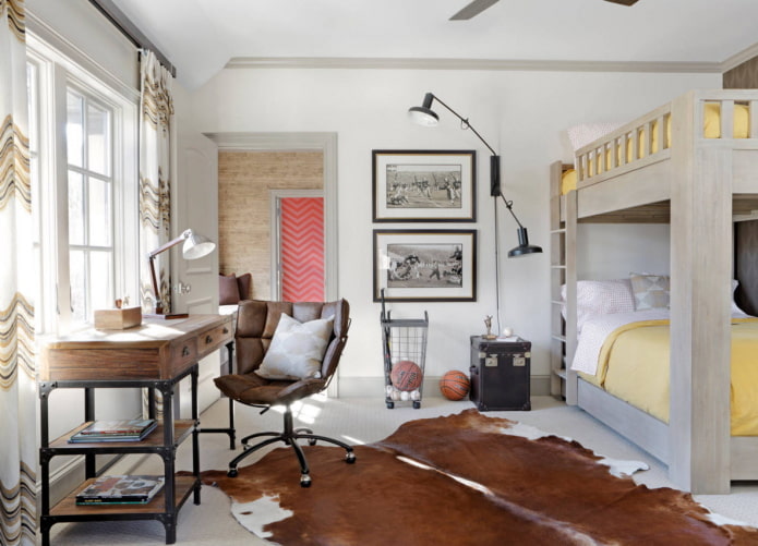Intérieur d'une chambre d'enfant pour deux garçons