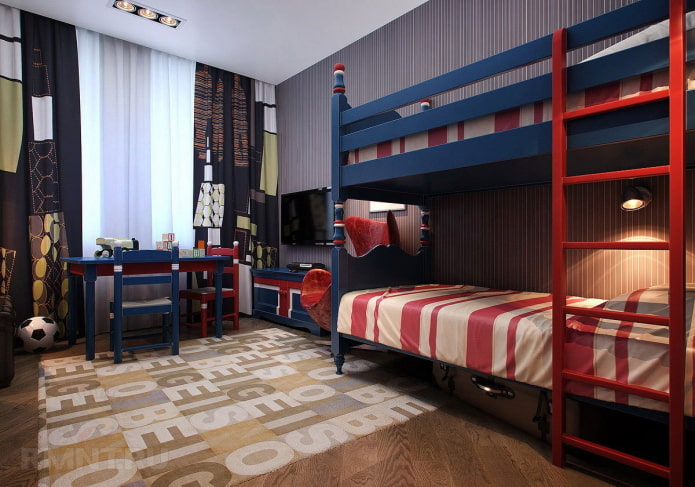 conception d'une chambre d'enfant pour deux garçons