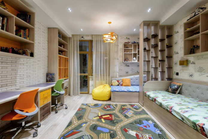 zonage d'une chambre d'enfant pour deux garçons
