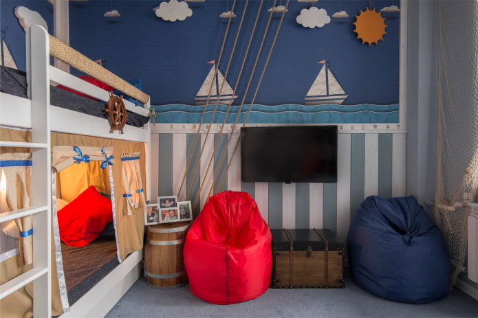 Style nautique dans une chambre d'enfant
