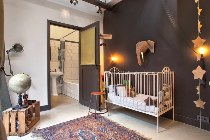 Chambre de bébé de style loft