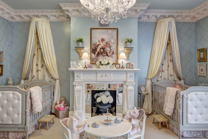 conception d'une chambre de bébé pour jumeaux