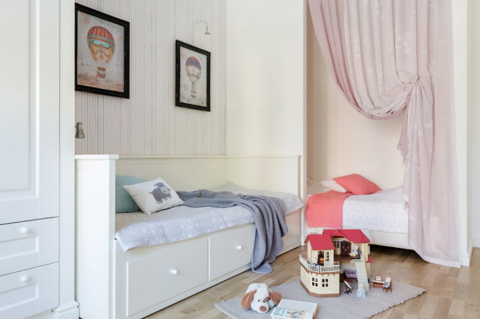 Espace de repos dans la chambre Intérieur pour enfants de sexes différents