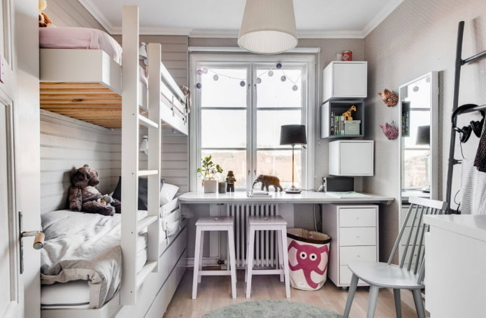 Chambre d'enfant scandinave pour deux enfants