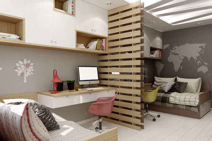 Meubles à l'intérieur d'une chambre pour enfants de sexes différents