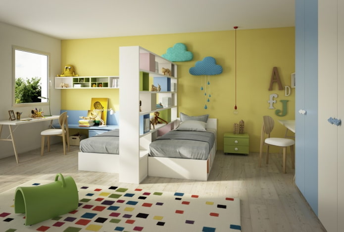 Zonage et aménagement d'une chambre pour enfants de sexes différents