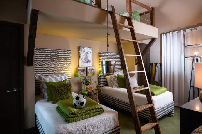 Intérieur d'une chambre pour trois garçons