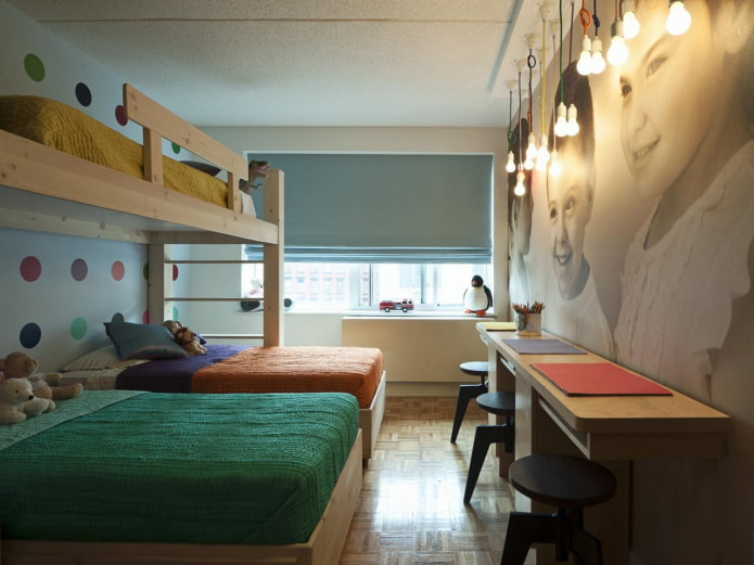 Aménagement d'une chambre pour trois enfants de sexes différents
