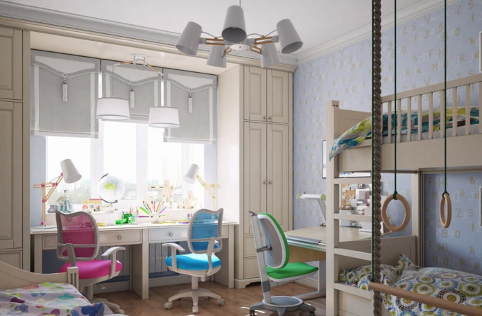 Aménagement d'une chambre pour trois enfants de sexes différents