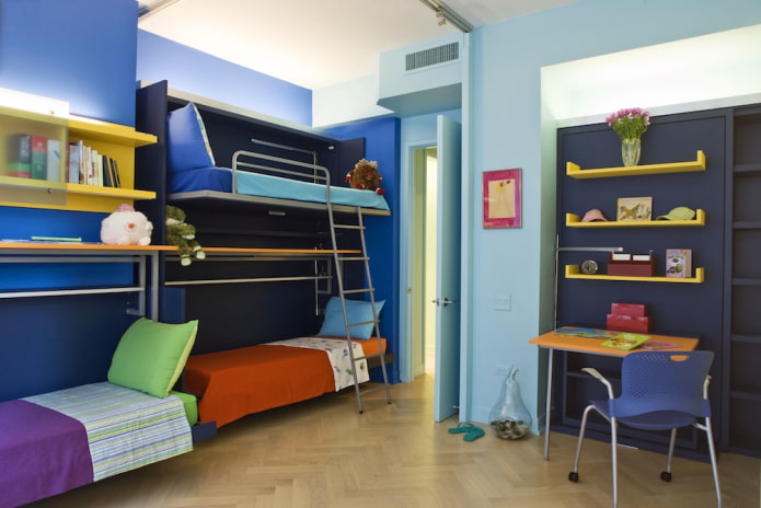 Aménagement d'une chambre pour trois enfants de sexes différents
