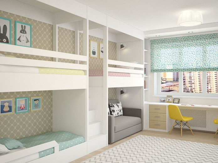 Aménagement d'une chambre pour trois enfants de sexes différents