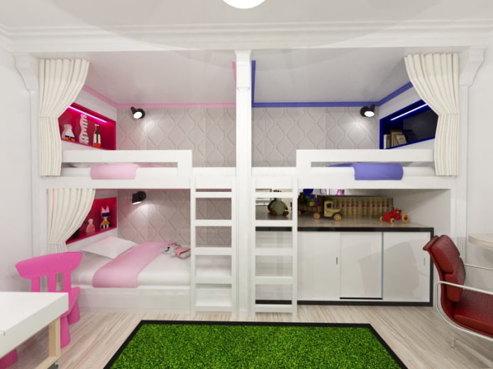 Aménagement d'une chambre pour trois enfants de sexes différents
