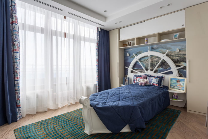 Intérieur de chambre d'enfant garçon style marin