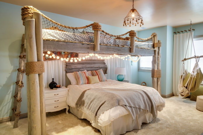 Intérieur de chambre d'adolescent de style marin