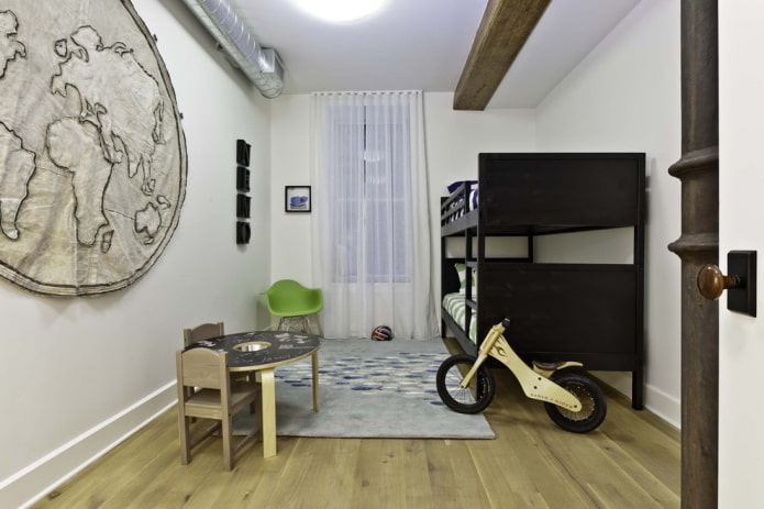 Intérieur d'une chambre de garçon de style loft