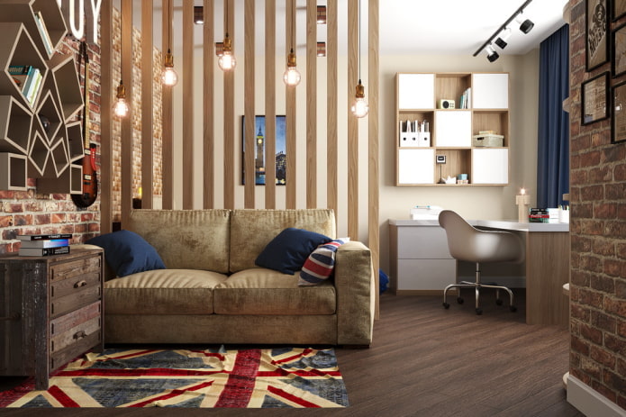 Meubles dans une chambre d'enfant de style industriel